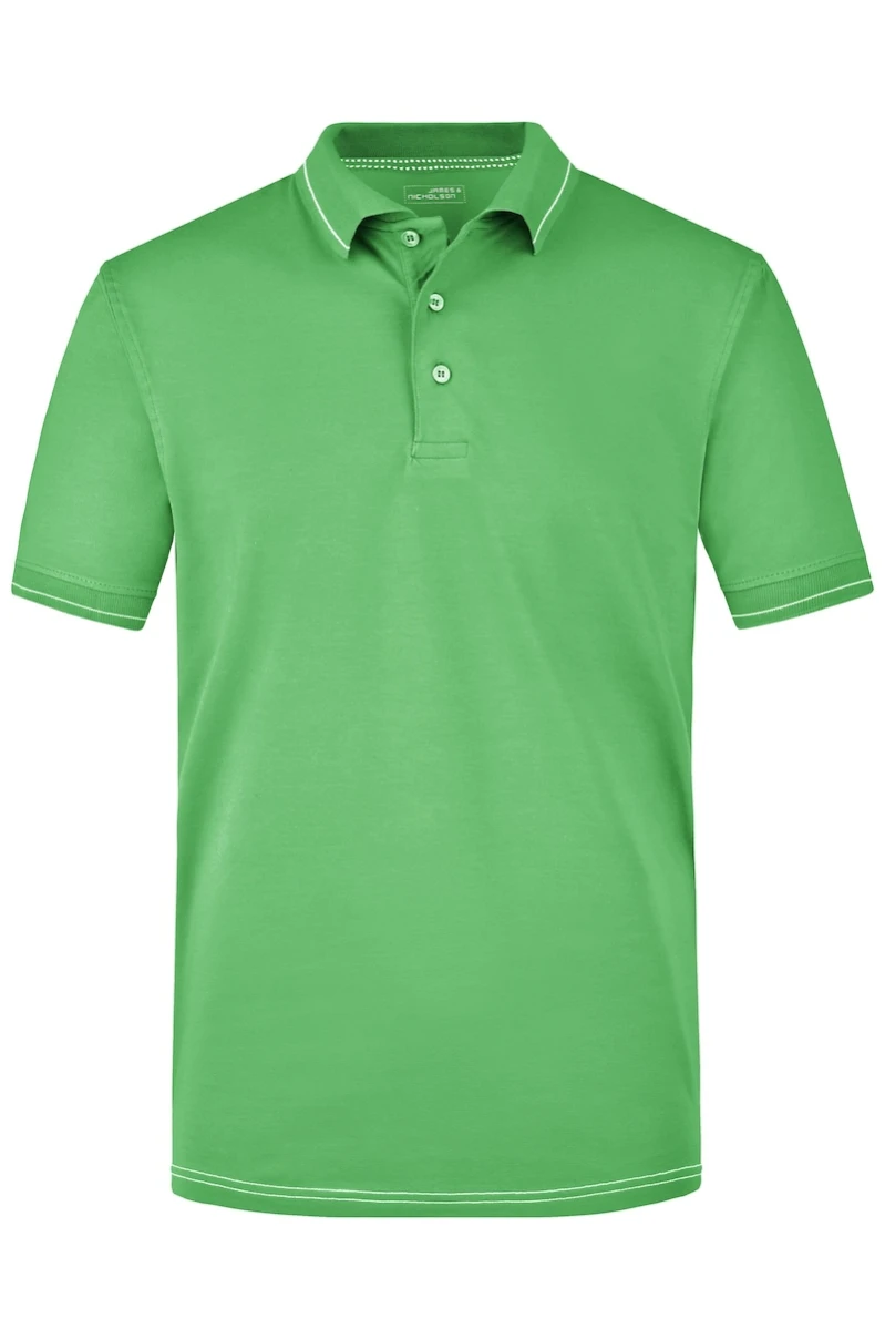 Męska koszulka Polo Elastic JN569 Lime Green/White