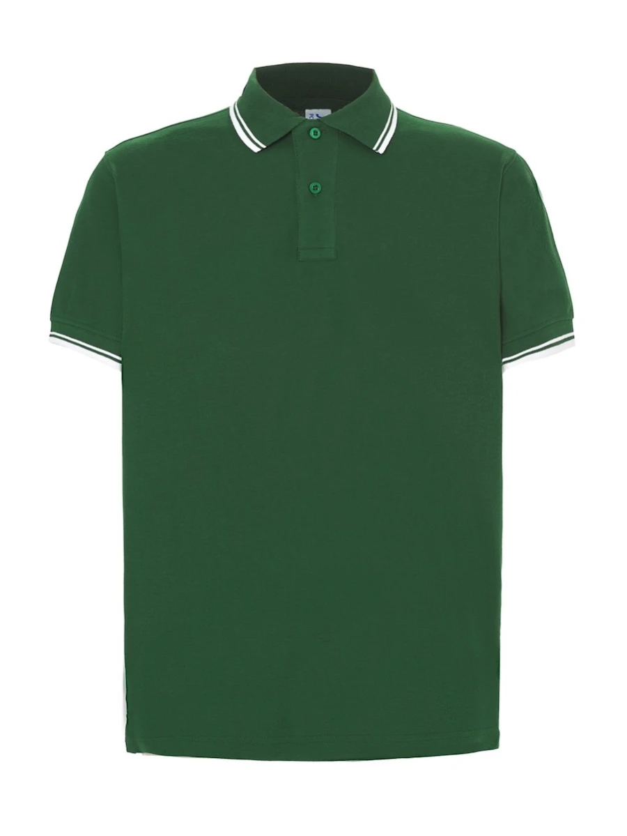 Koszulka Polo JHK Contrast PORA210 Bottle Green/White