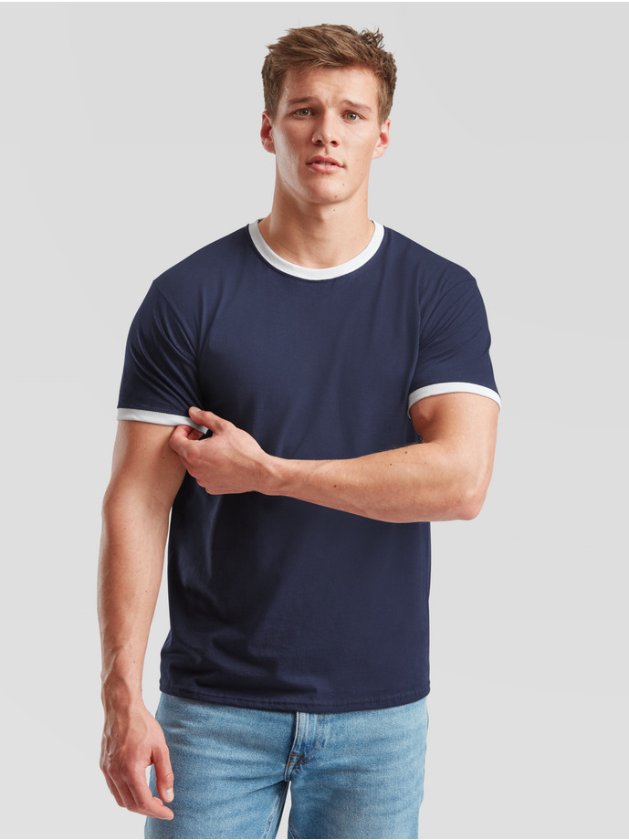 Koszulka Fruit of the Loom Ringer 61-168-0 Navy/White