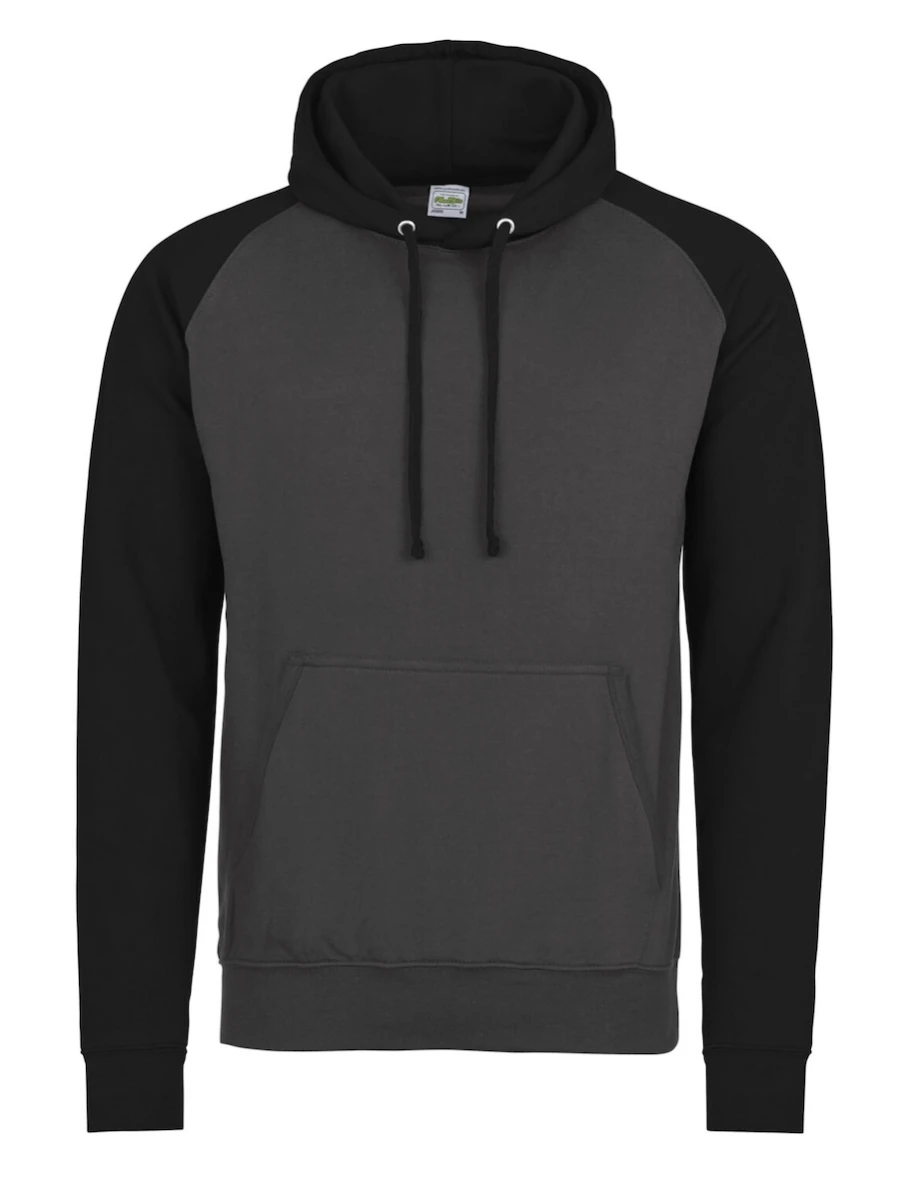 Bluza Just Hoods Baseball Hoodie JH009 CHARCOAL/JET BLACK