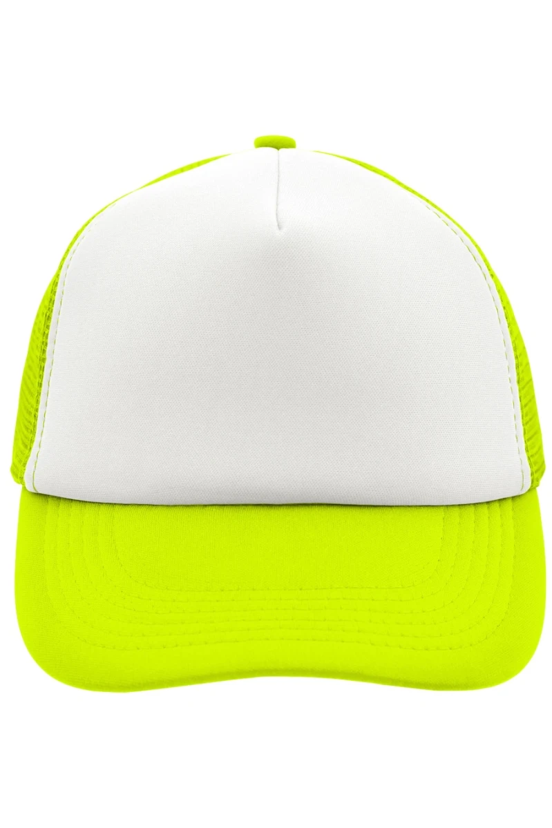 Czapka 5 Panel Polyester Mesh Cap MB070 White/Neon Yellow