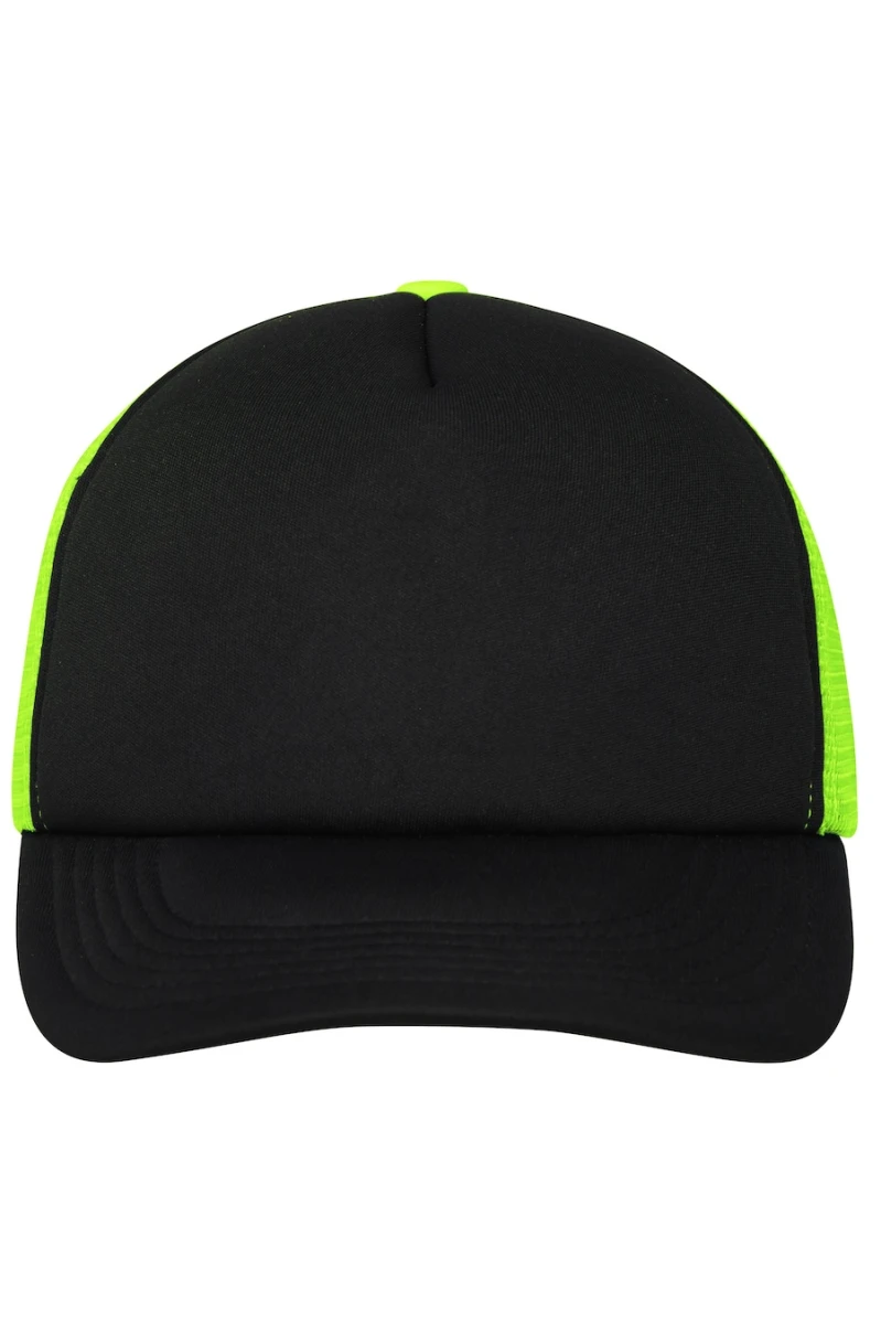 Czapka 5 Panel Polyester Mesh Cap MB070 Black/Neon Yellow