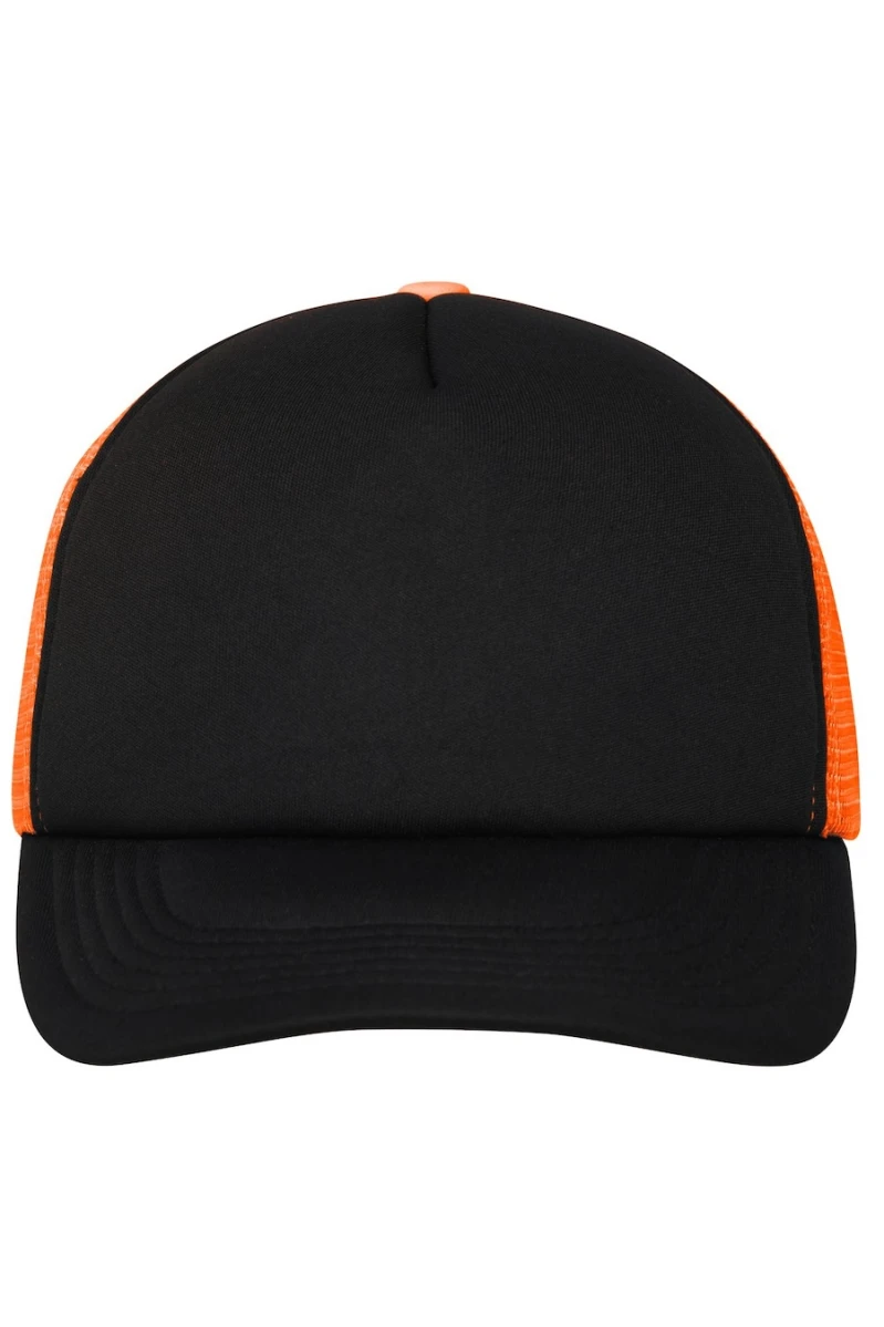 Czapka 5 Panel Polyester Mesh Cap MB070 Black/Neon Orange