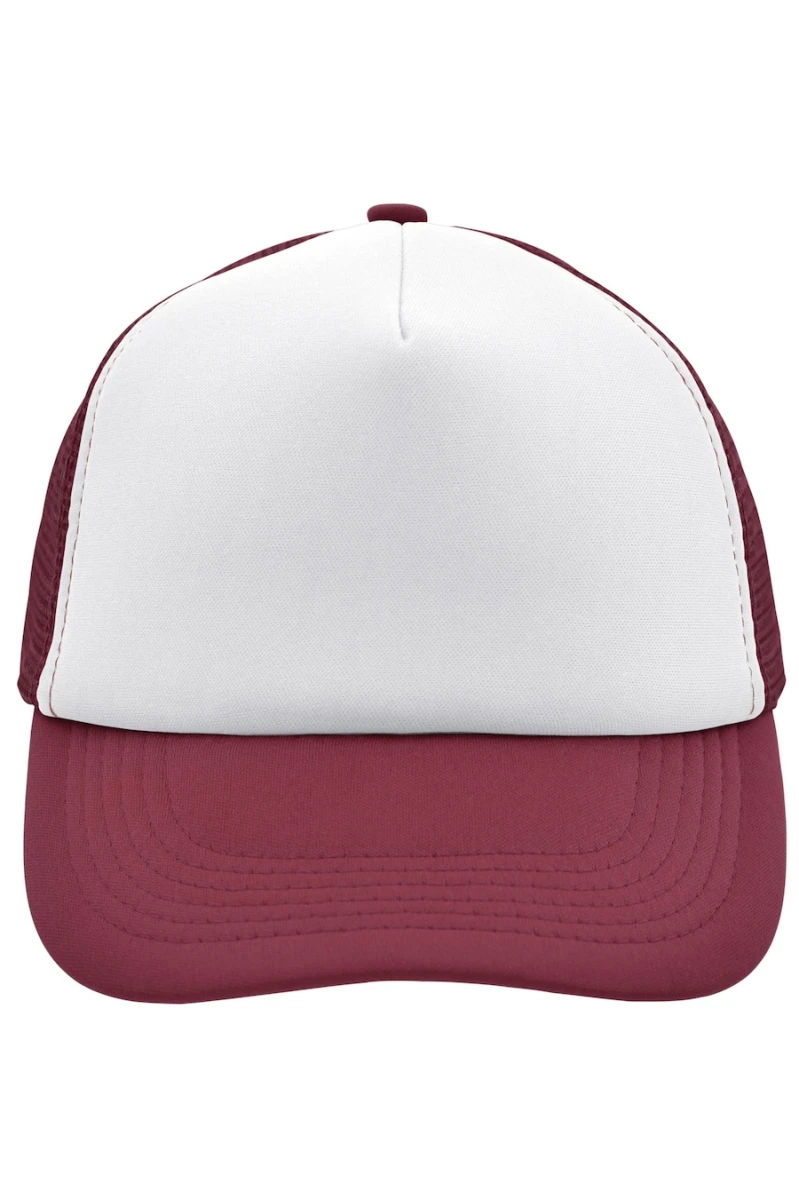Czapka 5 Panel Polyester Mesh Cap MB070 White/Burgundy