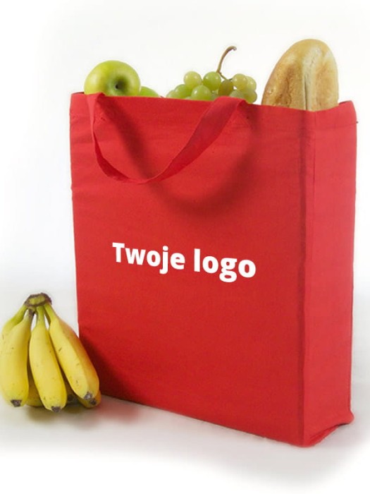Torba bawełniana na zakupy z nadrukiem lub haftem Cotton bag with sidefold XT90