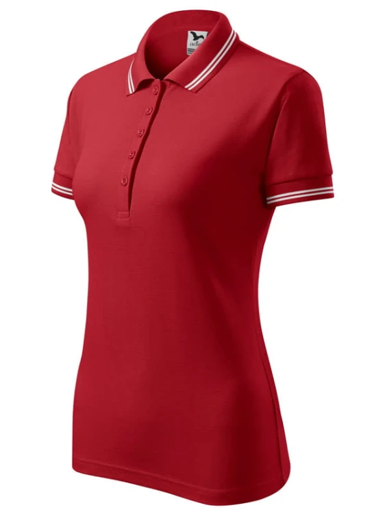 Damska koszulka Polo Adler Urban kontrastowa gram. 200 g/m2 - kolor 07 czerwony